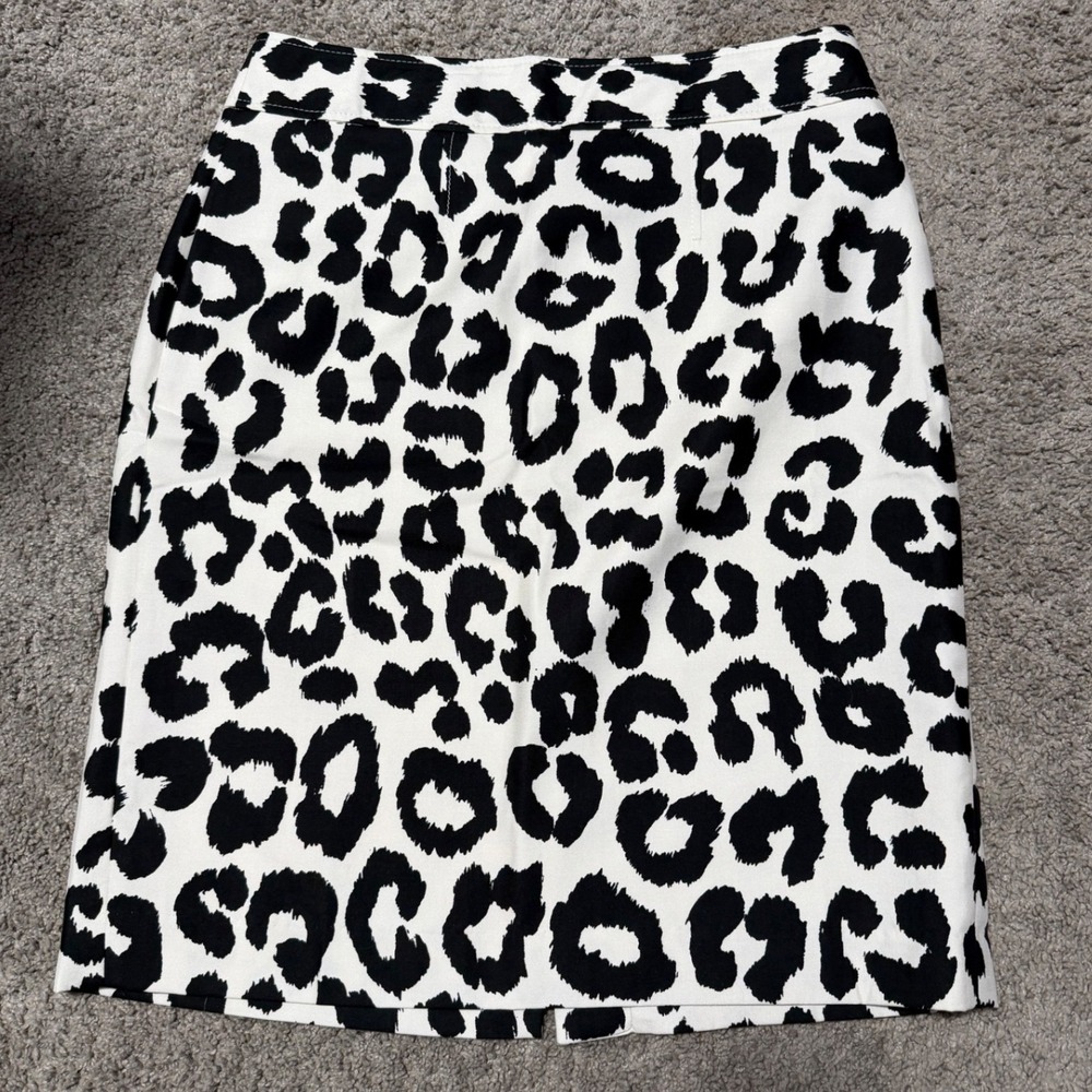 Ann Taylor Loft Pencil Skirt Womens 4 White Leopard Print